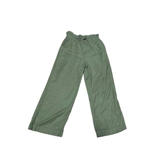 Copper Key Green Cropped Linen Paper-bag Wide Leg Pants Size 5 - Picture 3 of 4
